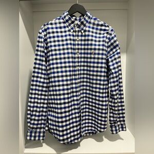 Ralph Lauren Slim Fit Stretch Oxford XL blue plaid gingham cotton button down